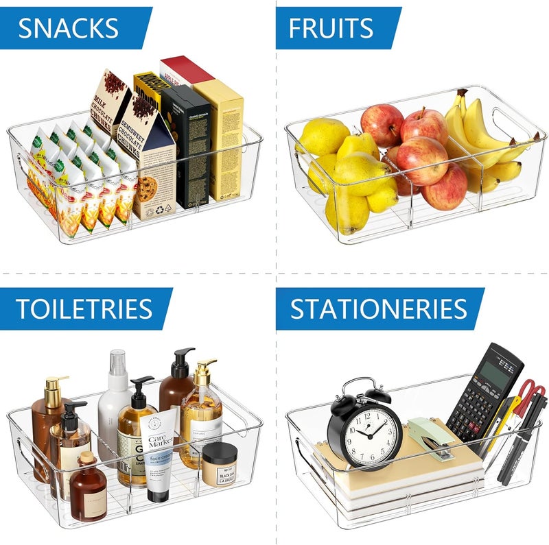Mpotmiy Pantry Organizers and Storage, 8 Pack Snack Organizer for Pantry Shelf,Food Storage Bins with Divider,Clear Containers for Organizing,Transparent Plastic Basket,Refrigerator and Fridge Bins - Image 5